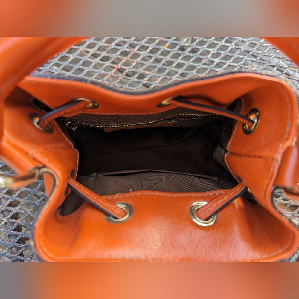 Orange leather Divina Firenze medium tote handbag - Picture 4 of 5
